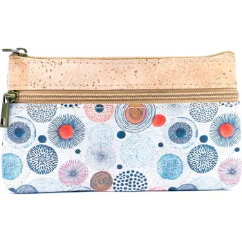 Kabelka Větší korková kapsička na peníze - Modro oranžové kruhy
