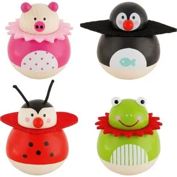 Dřevěná hračka Goki Kymácející se zvířátka - žába, beruška, prasátko nebo tučňák (cena za 1 kus)