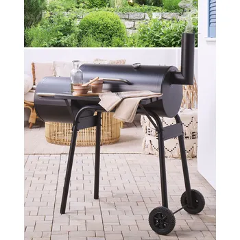 Zahradní gril Gril na černé uhlí BBQ černý železný víko otočný grilovací rošt udírna Beliani