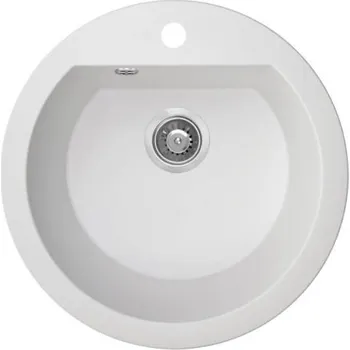Laveo Dafne, 1-komorový granitový dřez 510x510x205 mm, bílá, LAV-SBD_680T