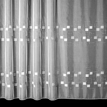 Záclona Voálová záclona 29949-2B šedé čtverečky, s olůvkem, bílá, výška 280cm ( v metráži)