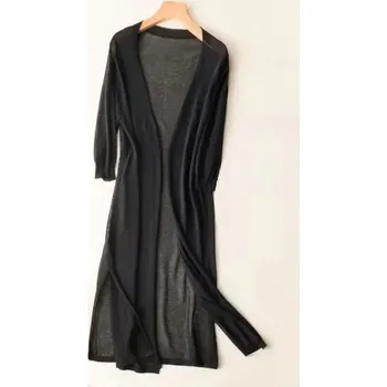 Dámský svetr Dlouhý kardigan s dlouhým rukávem Barva: Černá, Velikost: M