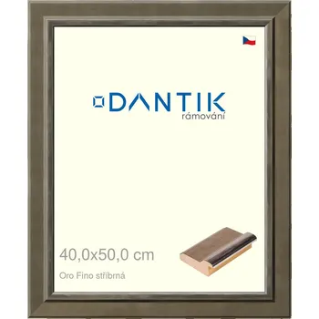 Rám na obraz DANTIK rámeček 40x50 | Oro Fino stříbrná (Plexi Čiré) (Vyrobeno s láskou u nás v DANTIKU)