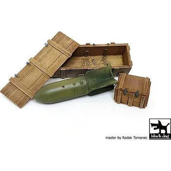 Plastikový model Blackdog 1/32 Luftwaffe WWII bomb SC250 + crate box No.1