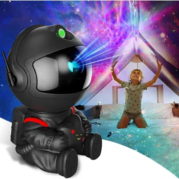 Gadget fapiere Projektor noční oblohy v podobě kosmonauta s hvězdou Černý kosmonaut s hvězdou