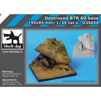 Plastikový model Blackdog 1/35 Destroyed BTR 60 base (95x95 mm)