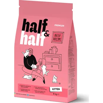 Krmivo pro kočku Half&Half Kitten hovězí granule pro koťata 8kg