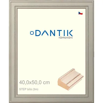 Rám na obraz DANTIK rámeček 40x50 | STEP bílá (Sklo Čiré) (Vyrobeno s láskou u nás v DANTIKU)