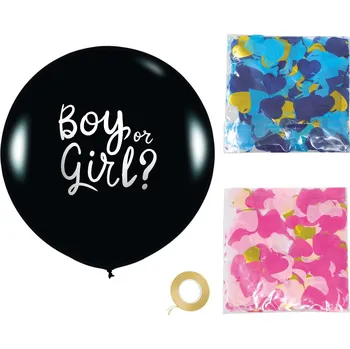 Balónek Černý latexový balónek na odhalení pohlaví miminka s konfetami