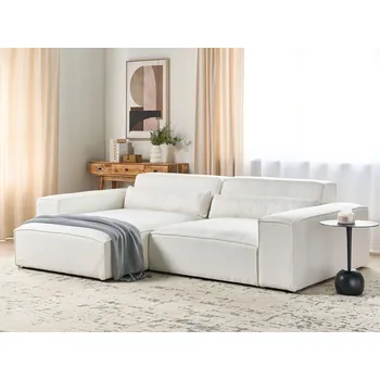 Sedací souprava Pravá 2místná modulární rohová sedačka bílý buklé sekční gauč s černými nohami moderní obývací pokoj Beliani