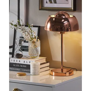 Lampička Stolní lampa měděný kov 44 cm kulatý stínicí kabel s vypínačem průmyslového vzhledu Beliani