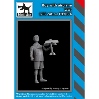 Plastikový model Blackdog 1/32 Boy with airplane (1 fig.)