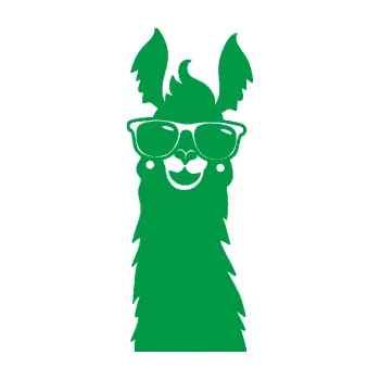 Samolepící dekorace SAMOLEPKA Lama 007 levá s brýlemi (12 - zelená) NA AUTO, NÁLEPKA, FÓLIE, POLEP, TUNING, VLASTNÍ TEXT, TISK, AUTOSAMOLEPKY.cz, POLEPY, OBRÁZEK, LOGO, SAMOLEPKY