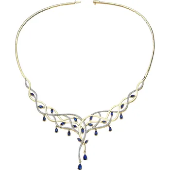 Náhrdelník Zlatý náhrdelník s brilianty a safíry - ryzost 585 - 103.794