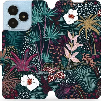 Pouzdro na mobilní telefon Flipové pouzdro Mobiwear - Realme Note 50 - VP13S Temná flóra (Knížkové flip pouzdro, obal, kryt na mobil Realme Note 50 - VP13S Temná flóra, materiál Umělá kůže + TPU - ochrana 360°, stojánek, silikonová vanička, magnetické zavírání)