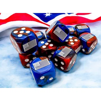 Příslušenství k deskovým hrám Chessex Sada 12 kostek Chessex - United States War Dice Gemini Blue-Red/white 16mm d6 - 29065