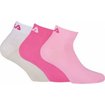 Ponožky Fila QUARTER PLAIN SOCKS 3P 39/42 Růžová, Bílá