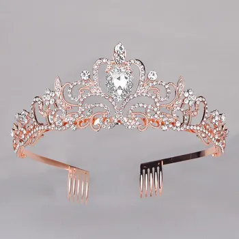 Čelenka B-TOP Luxusní svatební korunka do vlasů DRAHOKAM Druh barvy: Zlatá růžová