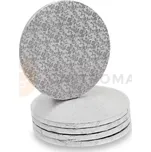 Podložka kartonová pod dorty a zákusky, kulatá, stříbrná 35x1,2 cm | MODECOR, 30619H