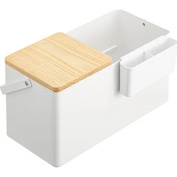 Úložný box Bílý kovový kosmetický organizér se zrcátkem Yamazaki Tower