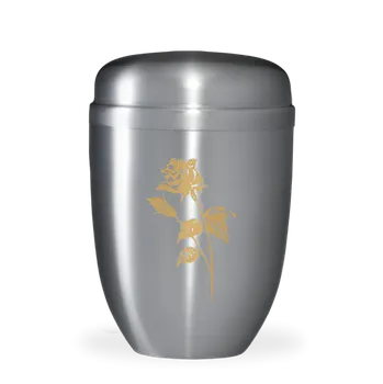 Smuteční dekorace Kovová urna Faith Stříbrná - Růže II