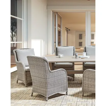 Sada proutěných jídelních židlí béžové stylový nábytek na zahradu venkovní výbava moderní Beliani