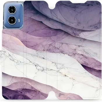 Pouzdro na mobilní telefon Flipové pouzdro Mobiwear - Motorola Moto G34 5G - VP31S Bílý a fialový mramor (Knížkové flip pouzdro, obal, kryt na mobil Motorola Moto G34 5G - VP31S Bílý a fialový mramor, materiál Umělá kůže + TPU - ochrana 360°, stojánek, silikonová vanička, magnetick