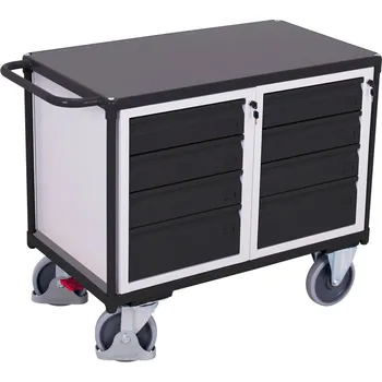 Variofit Dílenský vozík, 8 zásuvek, Variofit, do 500 kg, š x h x v: 119 x 60 x 93 cm, modrá/antracit Barva: antracit RAL7016