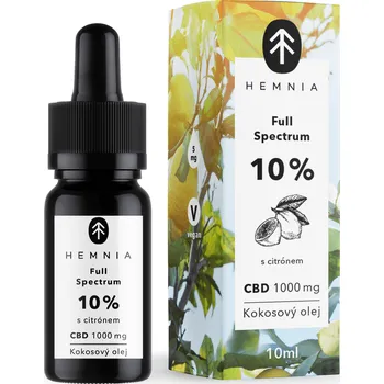 CBD Hemnia Full Spectrum CBD MCT Kokosový olej 10%, 1000 mg, 10 ml, s příchutí citrónu