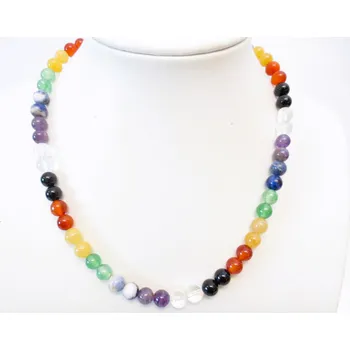 Drahý kámen Mani Bhadra Mani Bhadra Čakrový náhrdelník s drahými kameny 7 Chakra (korálky Ø 8 mm)