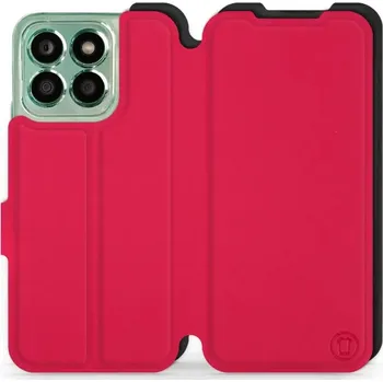 Pouzdro na mobilní telefon Flipové pouzdro Mobiwear Semiš - Honor X8b - Rudé & Černé (Knížkové semišové flip pouzdro, obal, kryt na mobil Honor X8b - Rudé & Černé, materiál semiš + TPU, ochrana 360°, stojánek, silikonová vanička, magnetické zavírání)