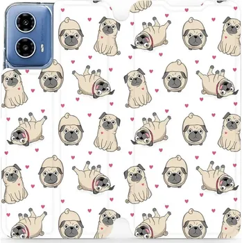 Pouzdro na mobilní telefon Flipové pouzdro Mobiwear - Motorola Moto G34 5G - M097P Mopsíci (Knížkové flip pouzdro, obal, kryt na mobil Motorola Moto G34 5G - M097P Mopsíci, materiál Umělá kůže + TPU - ochrana 360°, stojánek, silikonová vanička, magnetické zavírání)