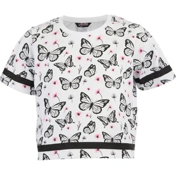 Dívčí tričko Krátké dívčí triko Lewro CELESTINE 116/122 Bílá, Černá, Růžová