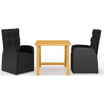 3dílný zahradní jídelní set černý Černý 3068713