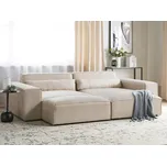 Dvoumístná modulární rohová pohovka s otomanem béžová sametová rozkládací pohovka s černými nohami moderní obývací pokoj Beliani