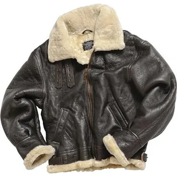 Pánské oblečení MIL-TEC Bunda kožená US BOMBER B3 s límcem HNĚDÁ S KŮŽE