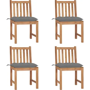 Zahradní židle 4 ks s poduškami masivní teak Šedá 3073104