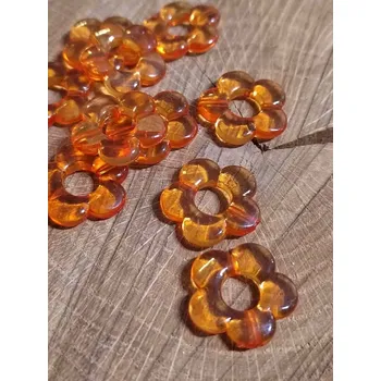 Korálek Plastové korálky květinka 19 mm oranžová