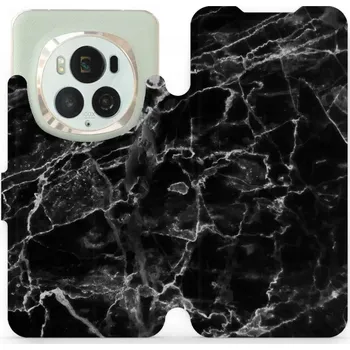 Pouzdro na mobilní telefon Flipové pouzdro Mobiwear - Honor Magic6 Pro - V056P Černý mramor (Knížkové flip pouzdro, obal, kryt na mobil Honor Magic6 Pro - V056P Černý mramor, materiál Umělá kůže + TPU - ochrana 360°, stojánek, silikonová vanička, magnetické zavírání)