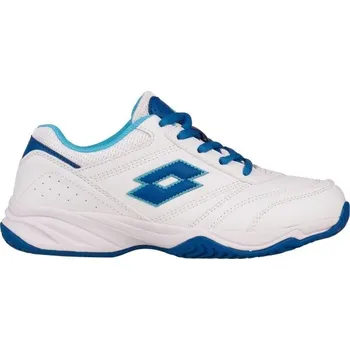 Juniorská tenisová obuv Lotto COURT LOGO XVII JR L 35 Bílá, Tyrkysová