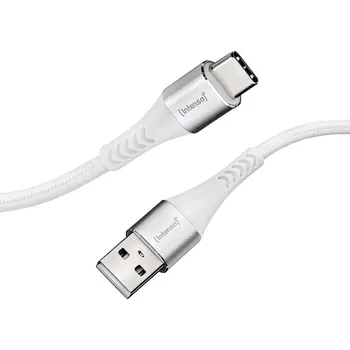 Mobilní telefon Intenso USB kabel USB 2.0 USB-A zástrčka, USB-C ® zástrčka 1.50 m bílá látkový potah 7901102