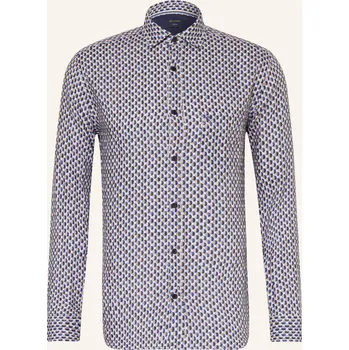 Olymp Pánská Lněná Košile Casual Regular Fit, modrá / béžová, 38