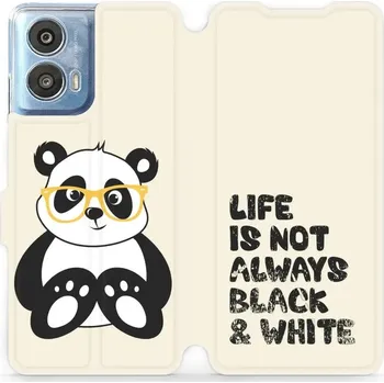 Pouzdro na mobilní telefon Flipové pouzdro Mobiwear - Motorola Moto G24 Power - M041S Panda - life is not (Knížkové flip pouzdro, obal, kryt na mobil Motorola Moto G24 Power - M041S Panda - life is not, materiál Umělá kůže + TPU - ochrana 360°, stojánek, silikonová vanička,)