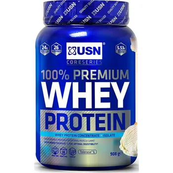 Proteinový nápoj Proteinové prášky USN 100% Whey Protein Premium vanila 2.28kg wp3