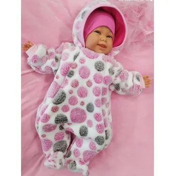 Kojenecké oblečení Kojenecký overal fleece-peří růžový puntík vel. 56-62