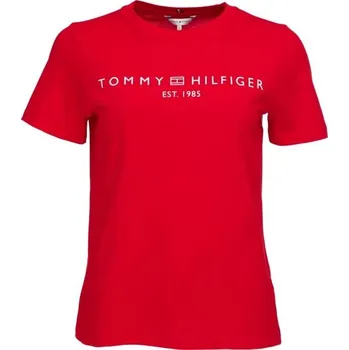 Dámské triko Tommy Hilfiger LOGO CREW NECK XS Červená, Bílá