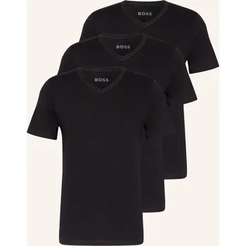 Boss Trička S Výstřihem Do V, 3 Kusy V Balení, černá