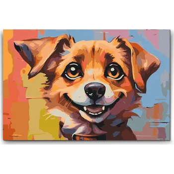 Malování podle čísel - Veselý pejsek Velikost: 40x60cm, Rámování: Pouze srolované plátno
