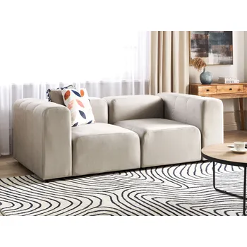 Pohovka Dvoumístná modulární pohovka Béžová sametová sekční pohovka s černými nohami Moderní obývací pokoj Beliani