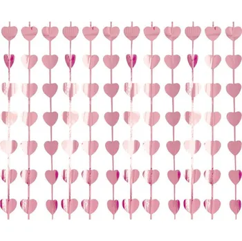 Závěs dekorační BaC 100x200cm, SRDCE metal.růžový